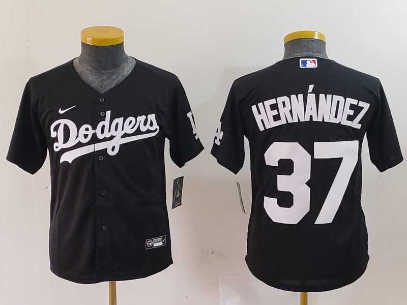 Youth Los Angeles Dodgers #37 Teoscar Hernandez Black Cool Base Stitched Jersey->mlb youth jerseys->MLB Jersey